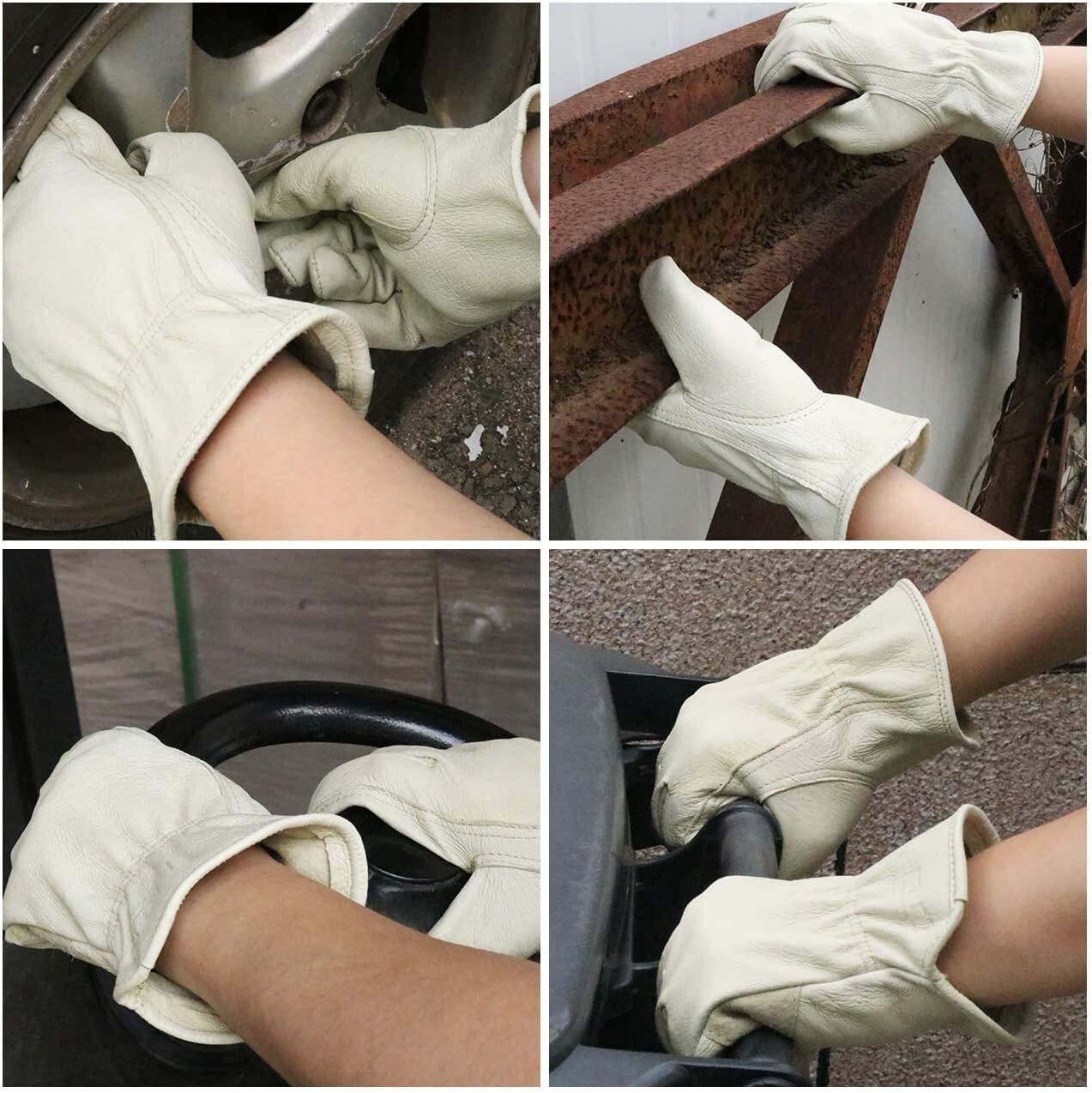 HANDLANDY 1 Pairs Pigskin Leather Work Gloves for Men & Women