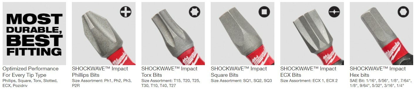 Milwaukee 6 Inch Shockwave Impact Driver Bits All Sizes SHIPS NOW!