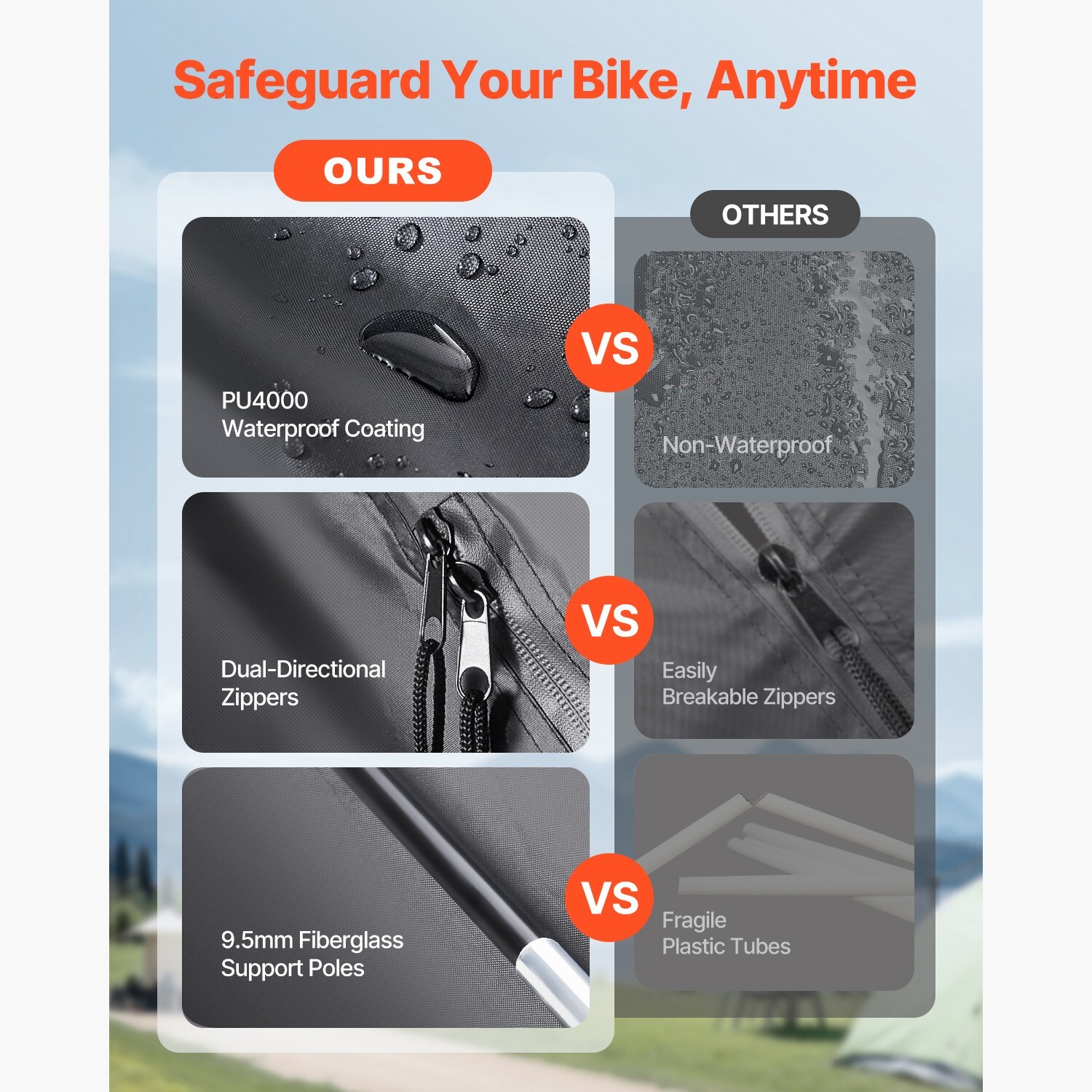 Outdoor Bike Storage Tent Fan-Shaped Waterproof Bike Tent Shed for 4 to 5 Bikes