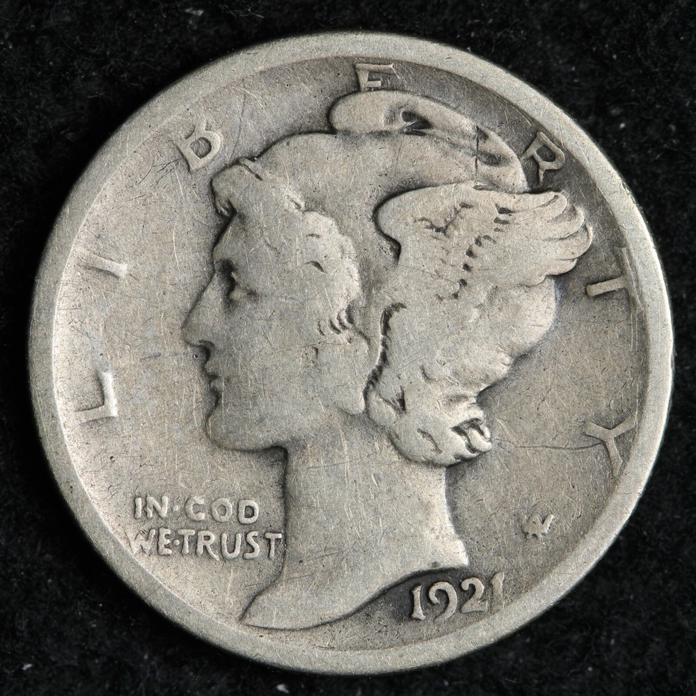 1921-D Mercury Silver Dime FINE E211 ITLM