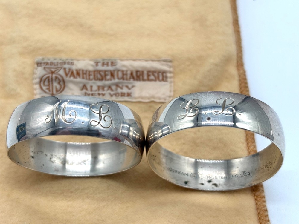 Gorham 1332 Sterling Silver Napkin Ring - Pair - Deco Design