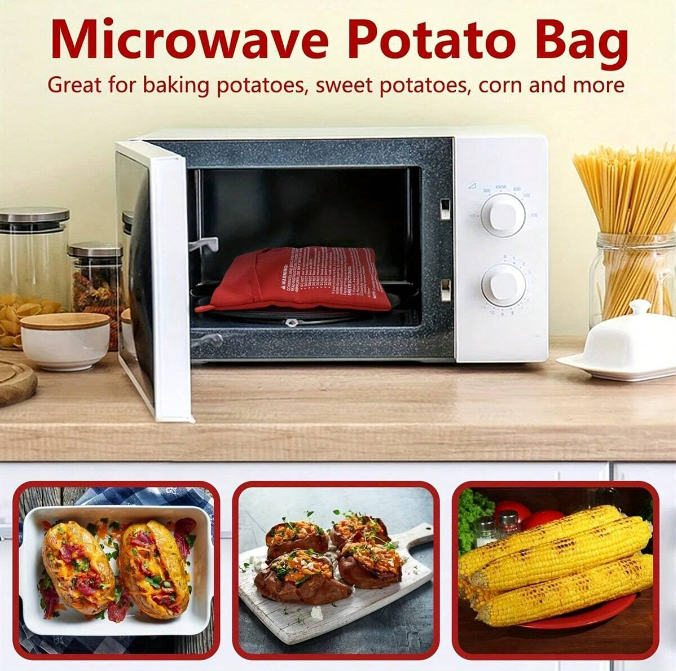 1Pcs Washable Microwave Potato Bag - Quick Baking Cooker, Reusable Kitchen Tool