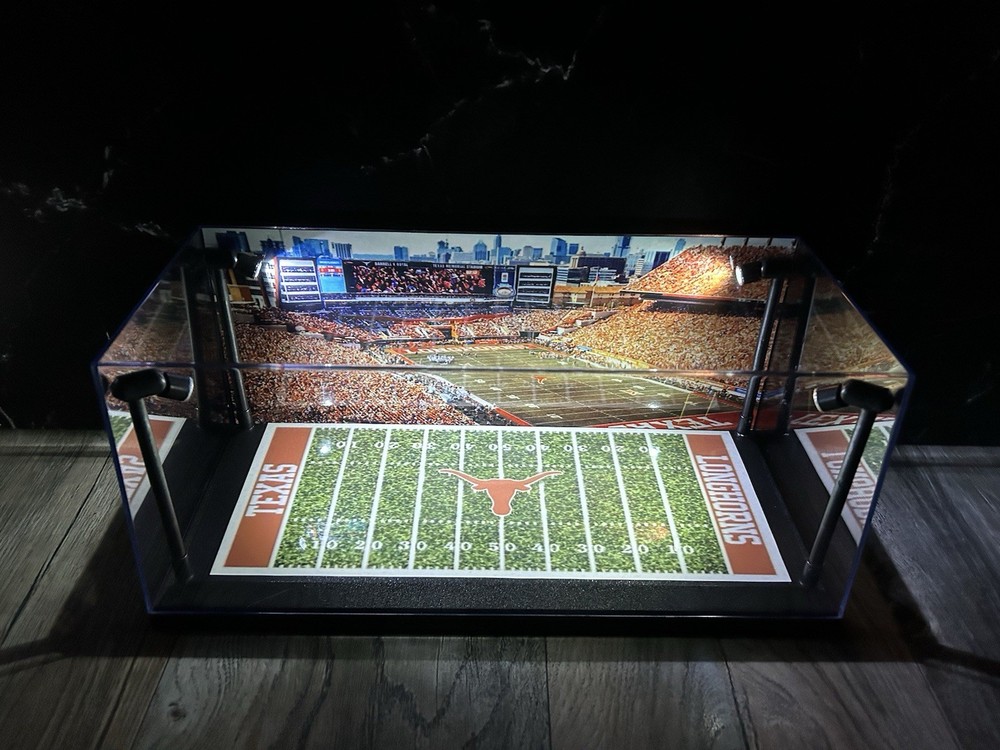 Texas Longhorns Custom 2 Mini Helmet display case with LED lights -