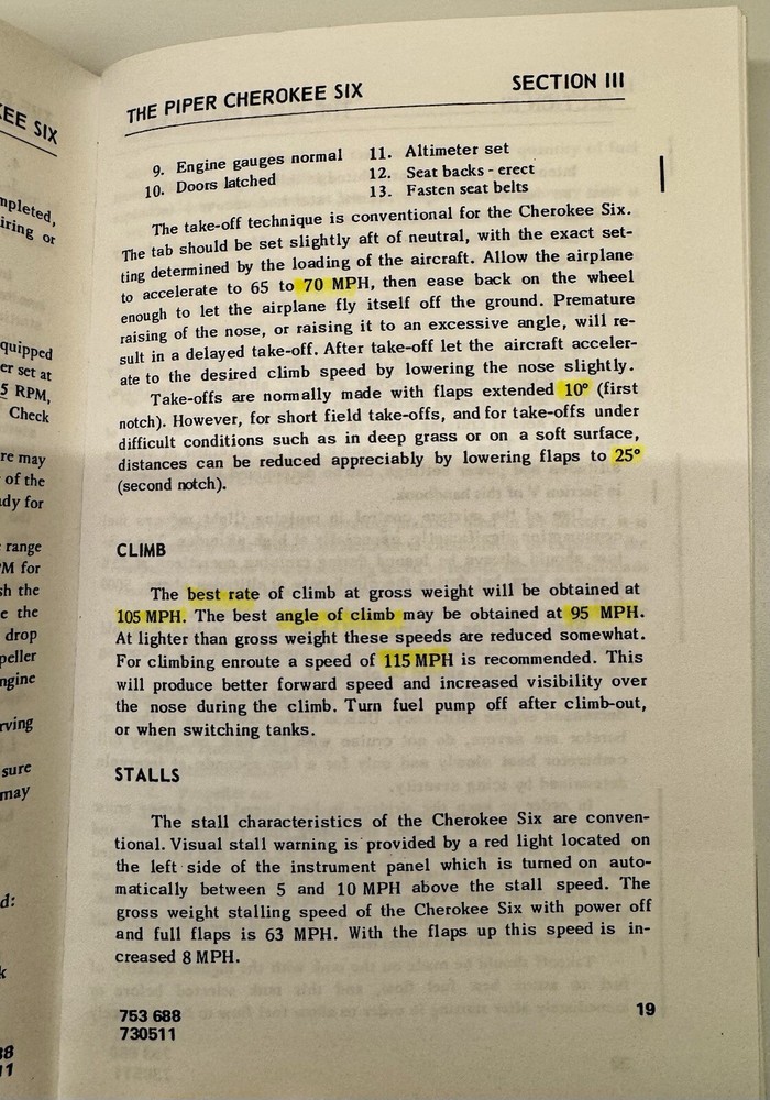 Piper Cherokee Six Owner's Handbook