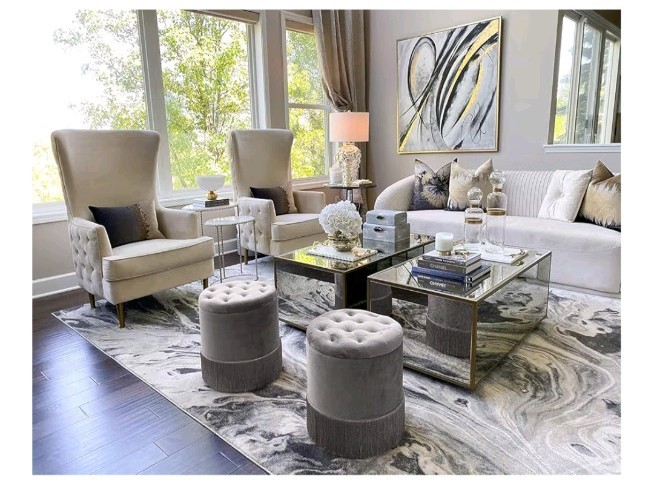 Inspire Me! Serena Velvet Round Storage Ottoman Tufted Pewter Grey Set of 2