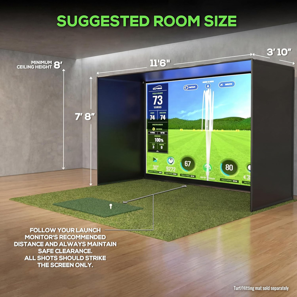 Golf Simulator Enclosure Kit – 12X8 Ft – Complete Frame + Enclosure + HD Impact