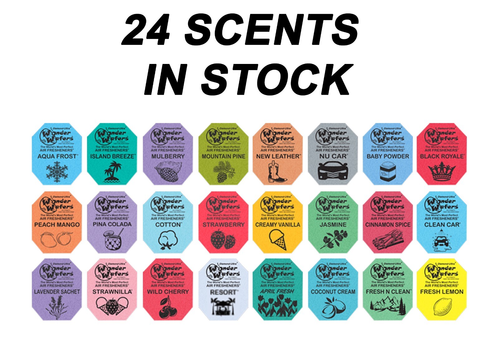Wonder Wafers INDIVIDUALLY WRAPPED Air Fresheners - 24 Different Scents In Stock