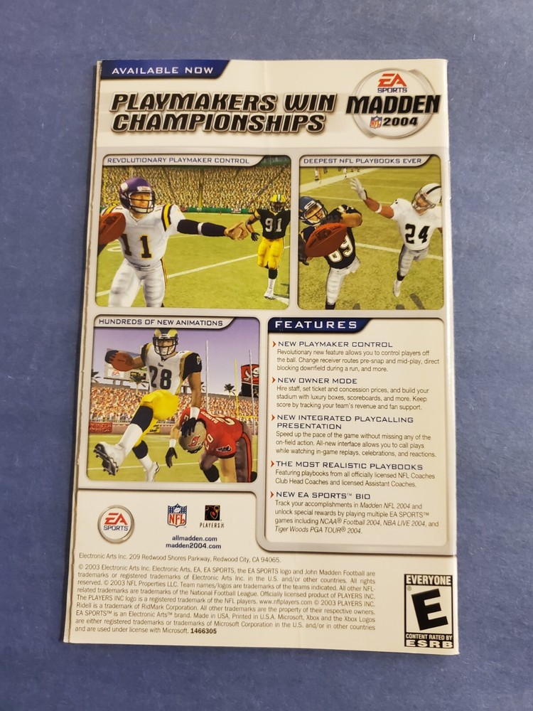 NBA Live 2004 (Microsoft Xbox, 2003) ~ Manual Only