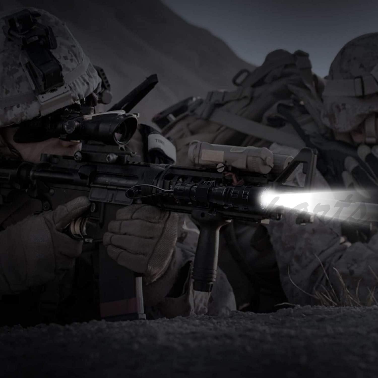 90000LM Tactical Police Gun Flashlight +Picatinny Rail Mount+Switch for Hunting