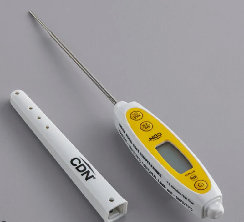 CDN Waterproof Thin Tip Thermometer,White 3.5" Stem