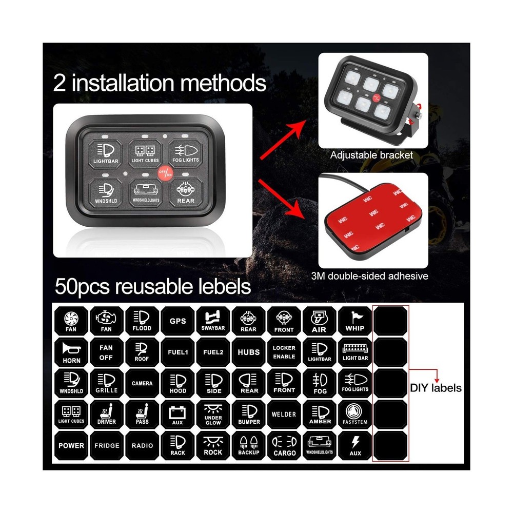 6 Gang Switch Panel, Auto Power Plus Automatic Dimmable Switch Pod Panel Circ...