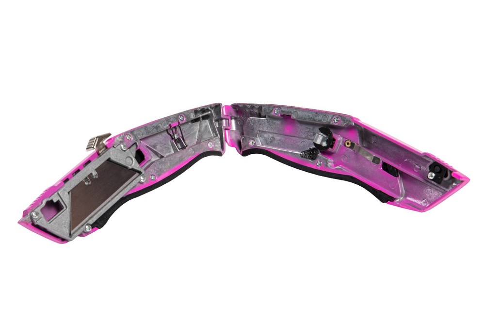 Utility Knife Auto-Loading & Retractable w/ On-Tool Blade Storage, Pink