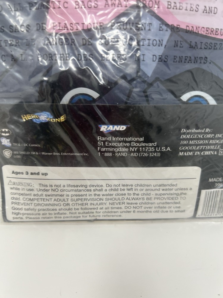 NEW In Package DC Comics Dark Knight BATMAN Split Ring Inflatable Float for Pool