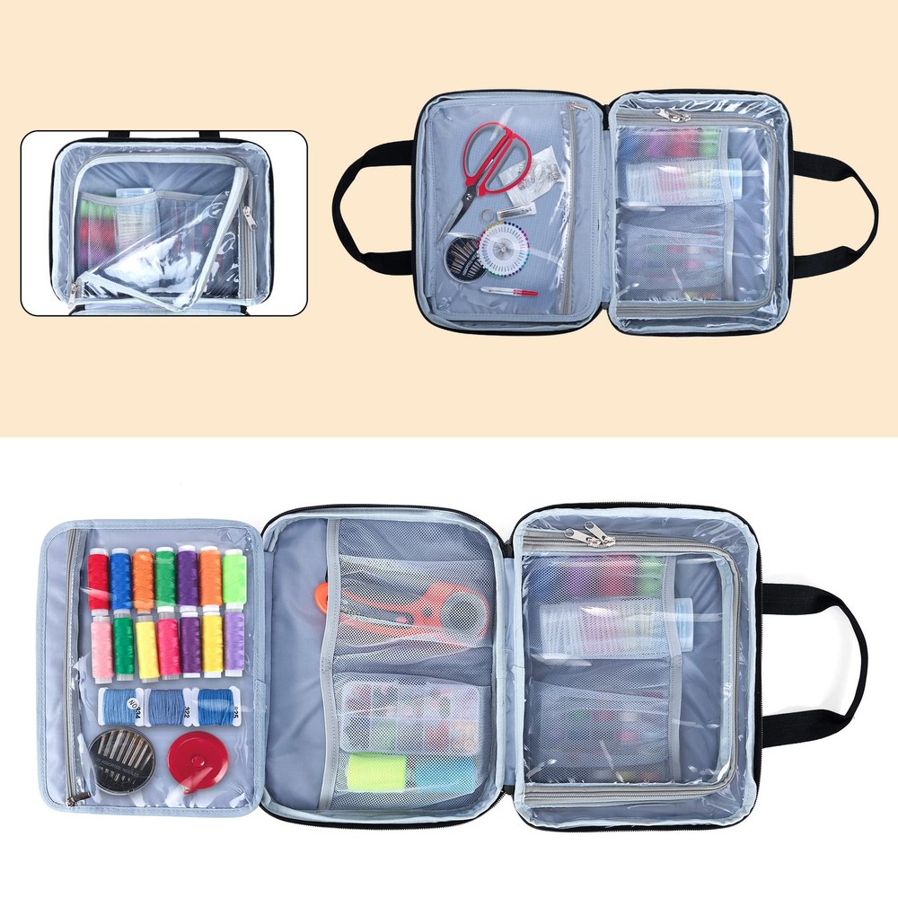 Sewing Organizer Large 3 Inner Sections Fold Up Versatile Pockets Polka Dots