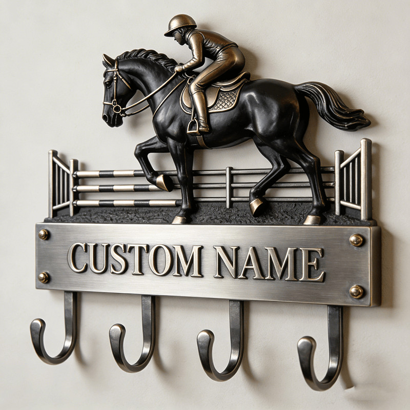 Personalized equestrian-themed hooks key holder