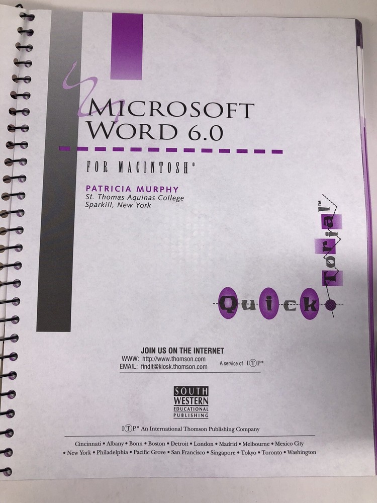 Microsoft Word 6.0 For Macintosh Includes Floppy Disk QuickTorial
