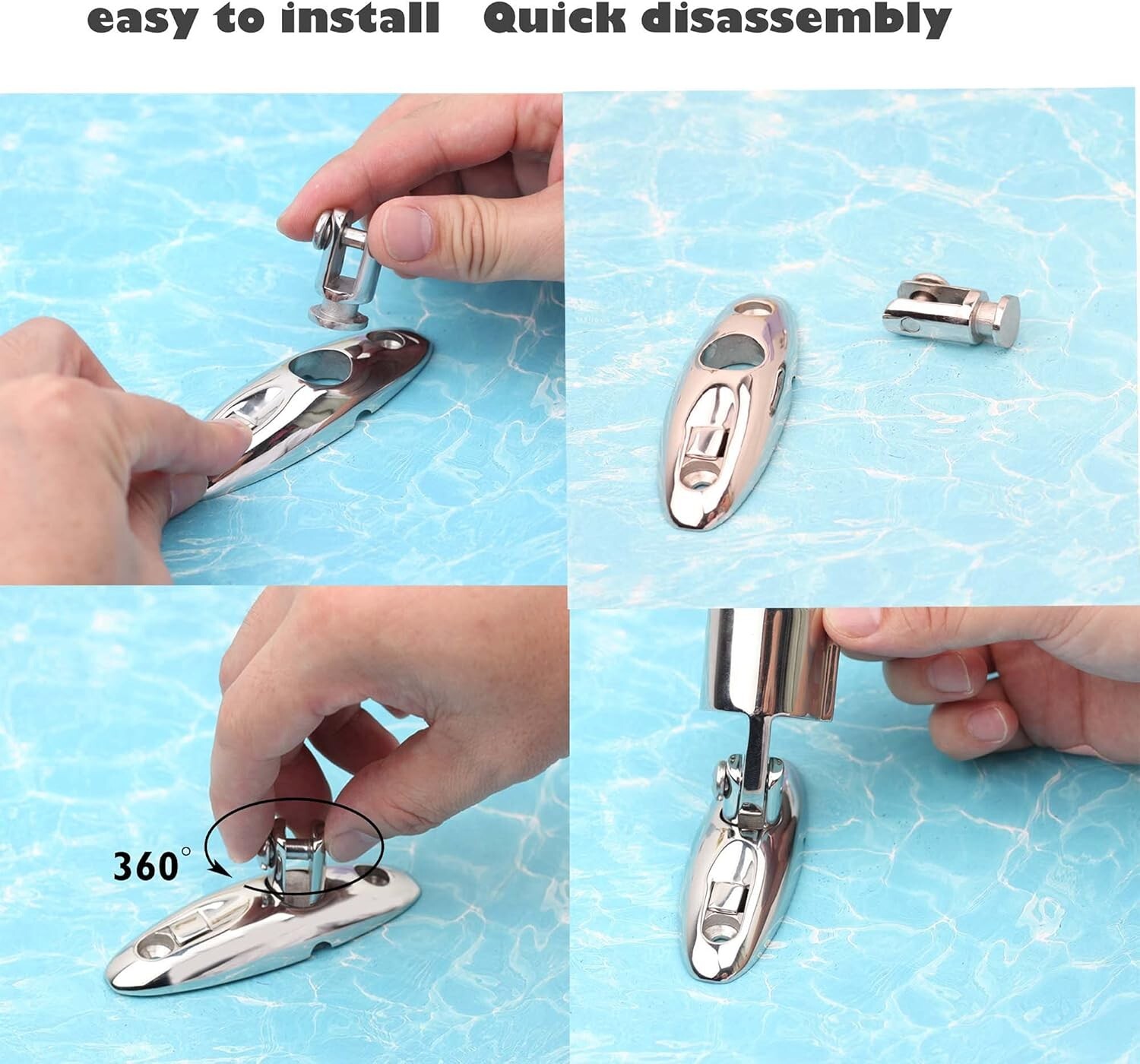 Boat Bimini Top Quick Release Swivel Hinge Deck side mount Stainless Steel 2 pcs