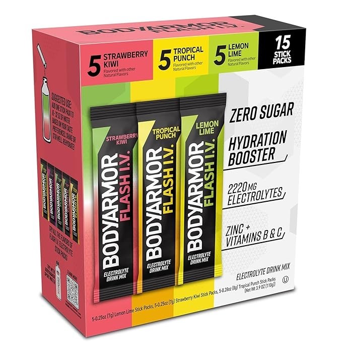 BODYARMOR FLASH IV ELECTROLYTE PACKETSSTRAWBERRY KIWI LEMON LIME TROPICAL PUNCH