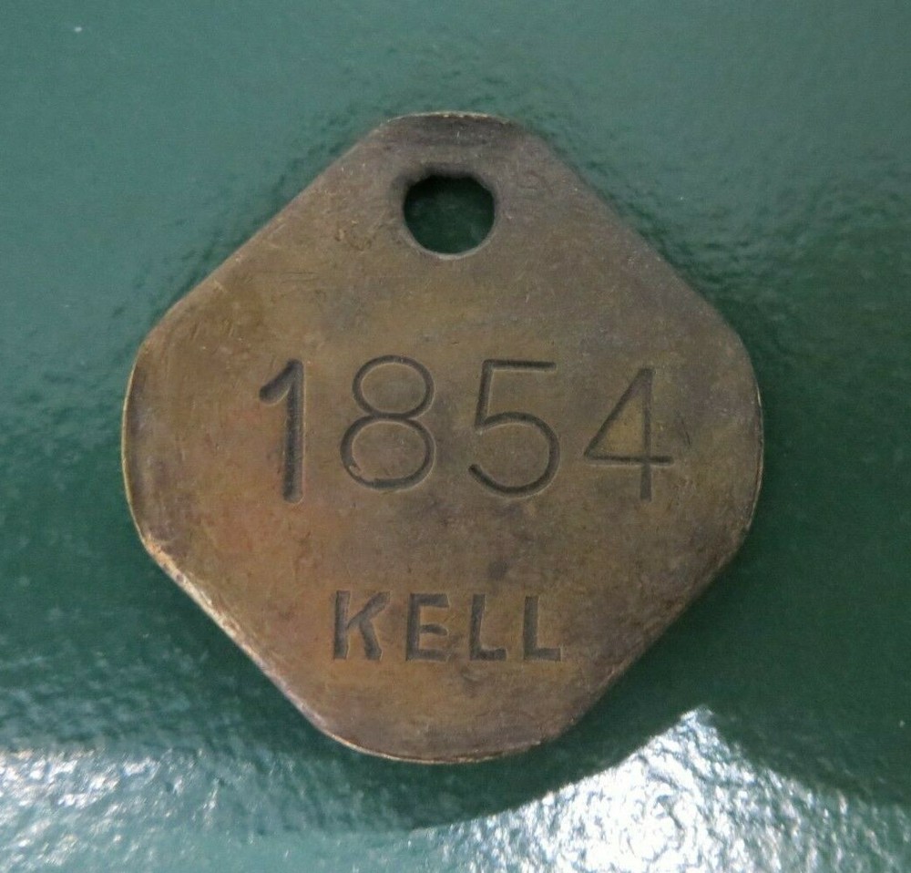KELLINGLEY Colliery Pit Check Tally - marked KELL 1854
