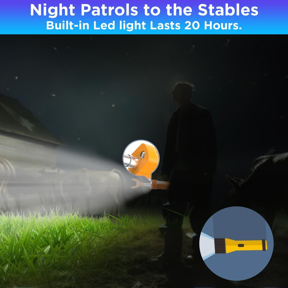 Cattle Prod Rechargeable with Led Light, Waterproof Retractable Cattle Prod Cows