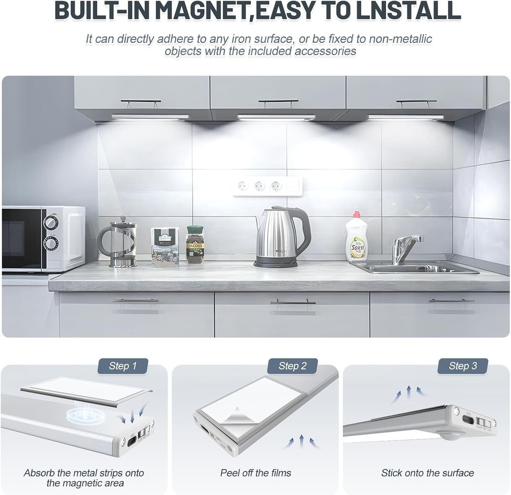 6 Pack Under Cabinet Lights Wireless 32 LED Motion Sensor Light Indoor
