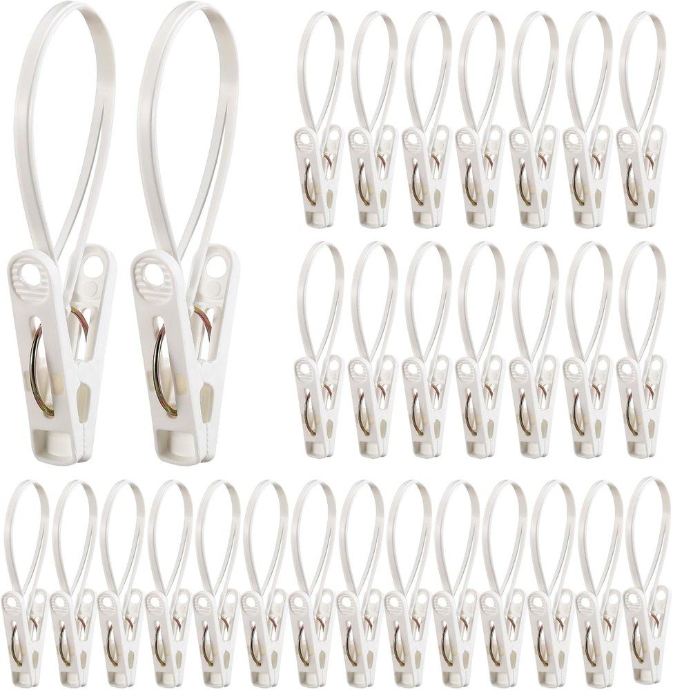 eydak Multi-pose Laundry Hooks Hanging Clips Bulk with Plastic Rope