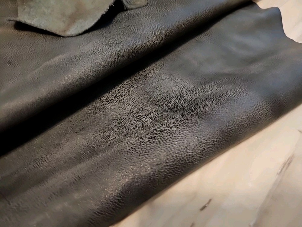 5oz STONE BLACK FULL GRAIN LEATHER HIDE MEDIUM SOFT PANEL/SHEET/SQUARE/12x12x24