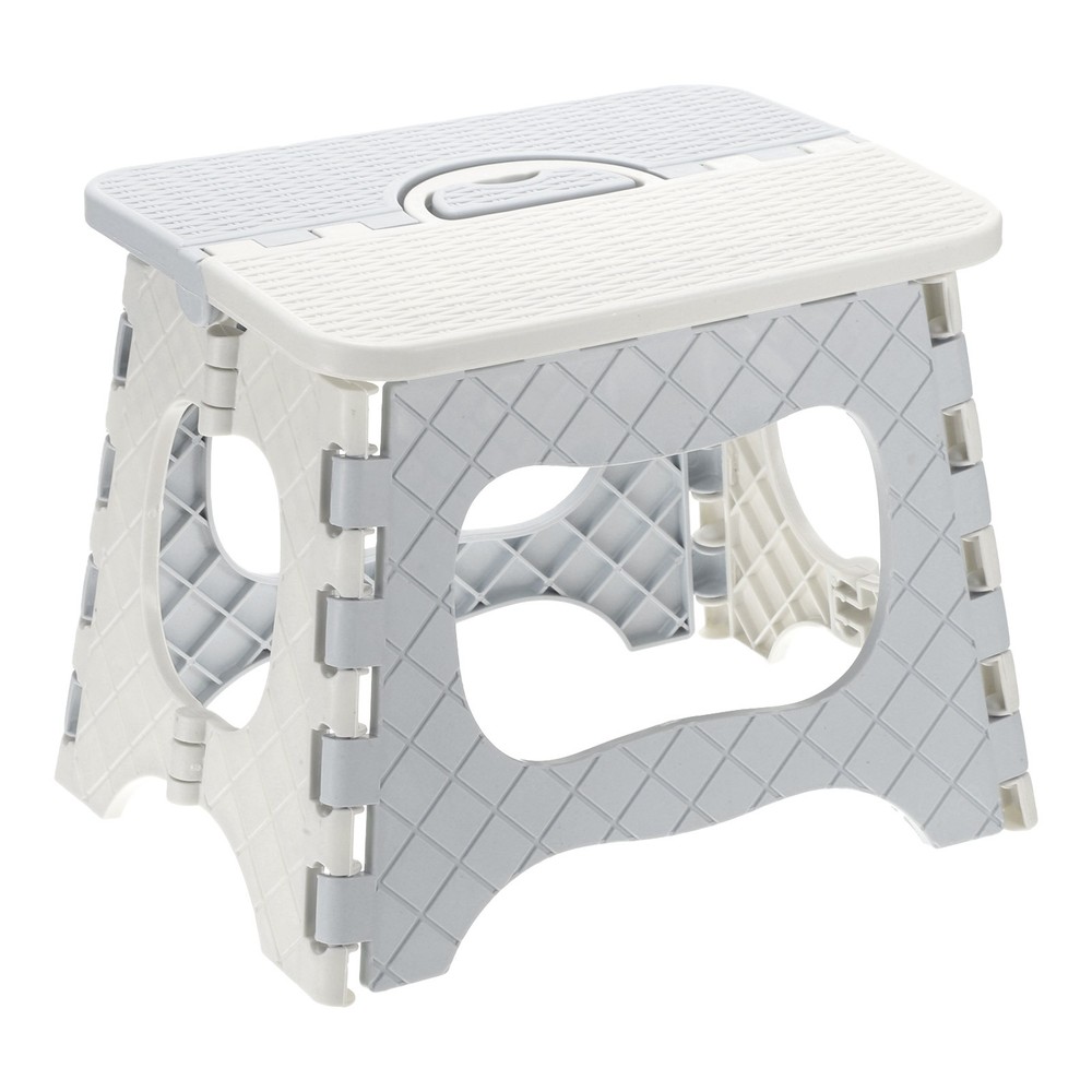 8" Folding Step Stool for Adults 165 lbs Capacity Grey