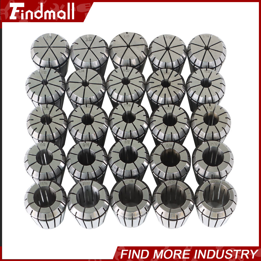25 Pack Collet Set ER32 Collet Chuck 1/16 inch-3/4 inch Holder Spring Collet Set