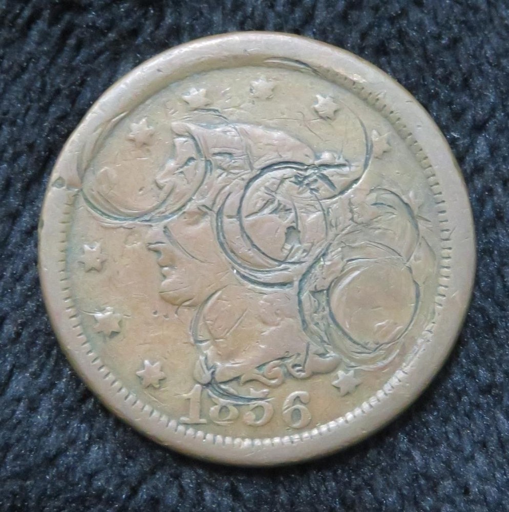 1856 Large Cent * Upright 5 *  Damaged * 5926