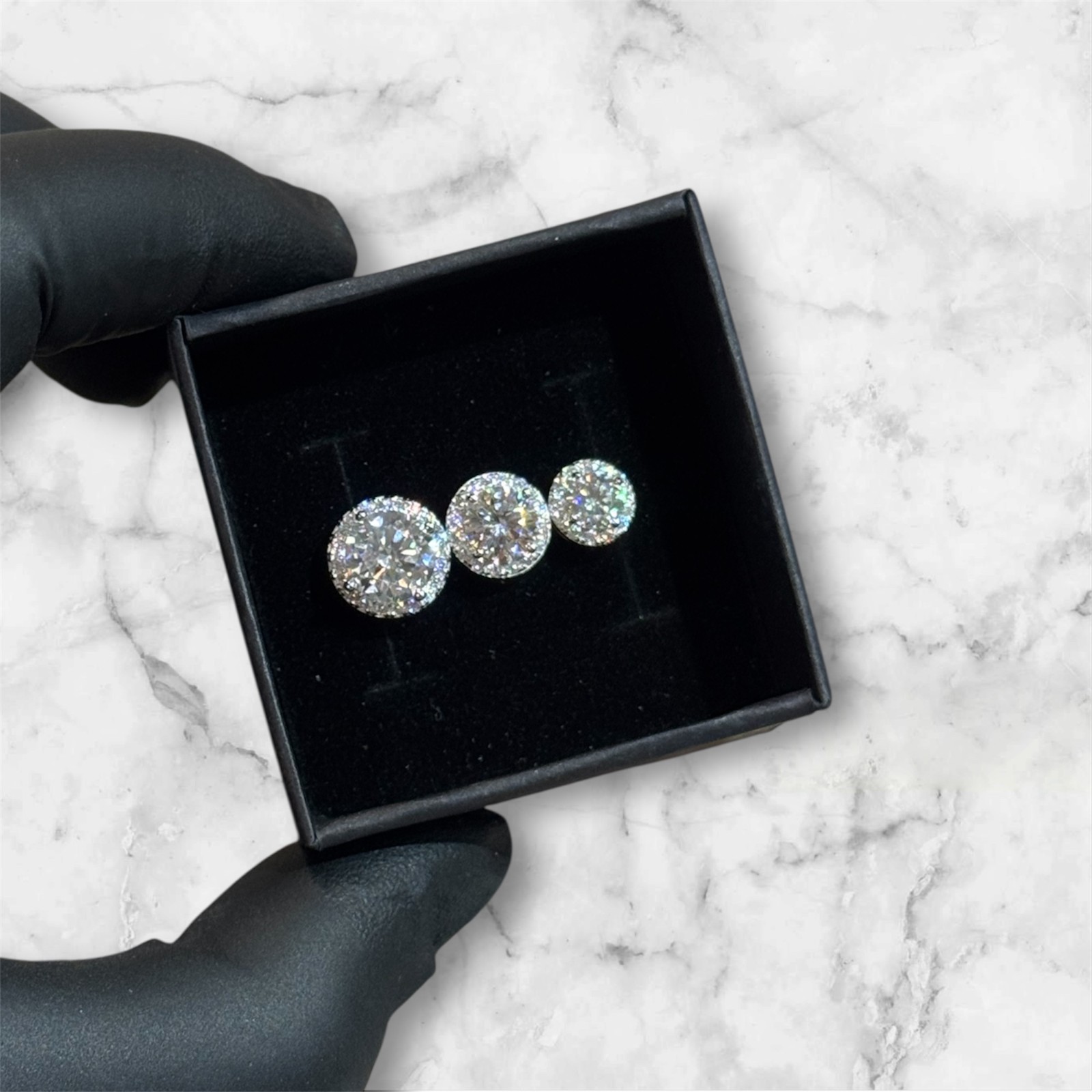 Vvs Moissanite Earrings 925 Sterling Silver GRA Certified Men Women Halo Studs