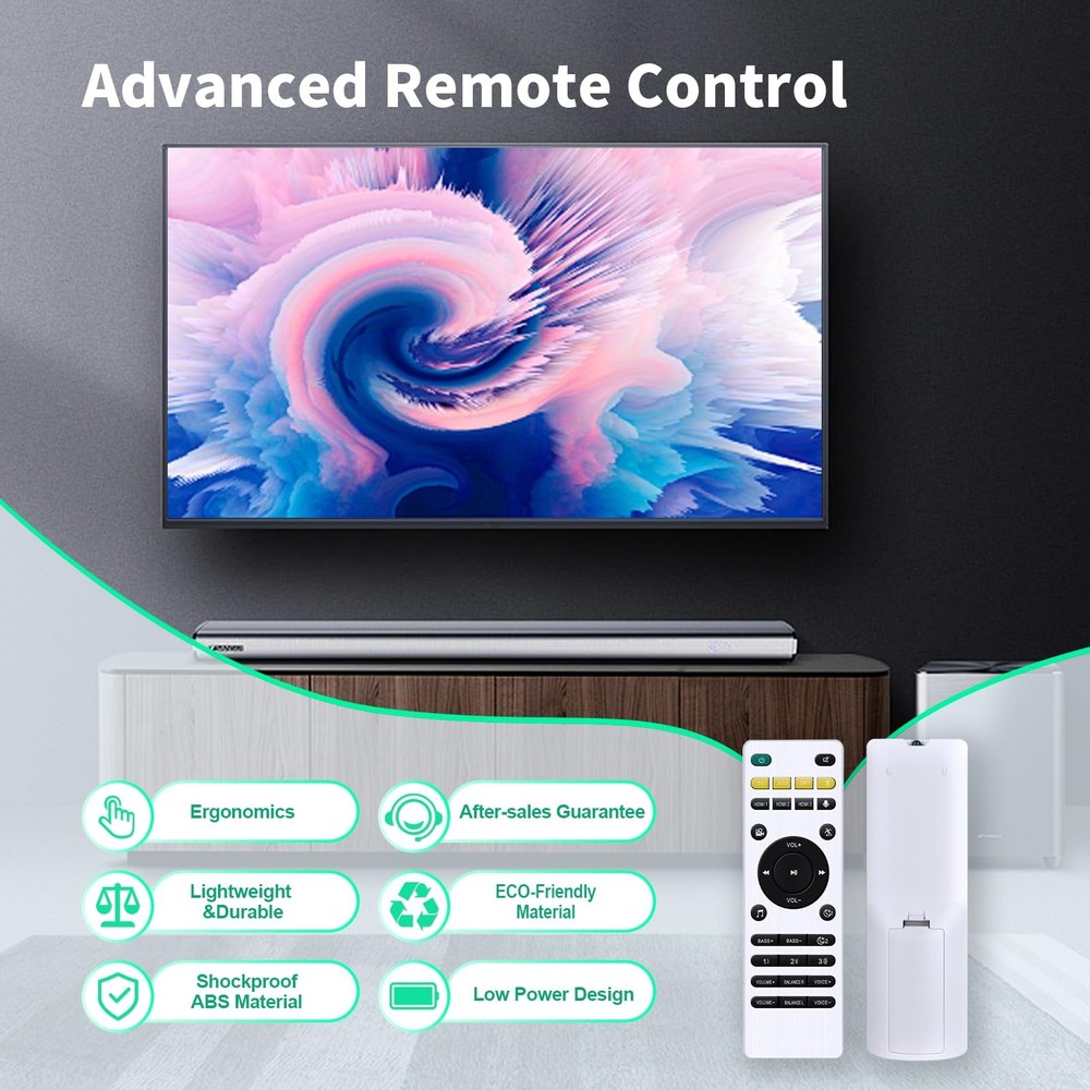WDZP New Remote Control fit for Polk React & Command Sound Bars White