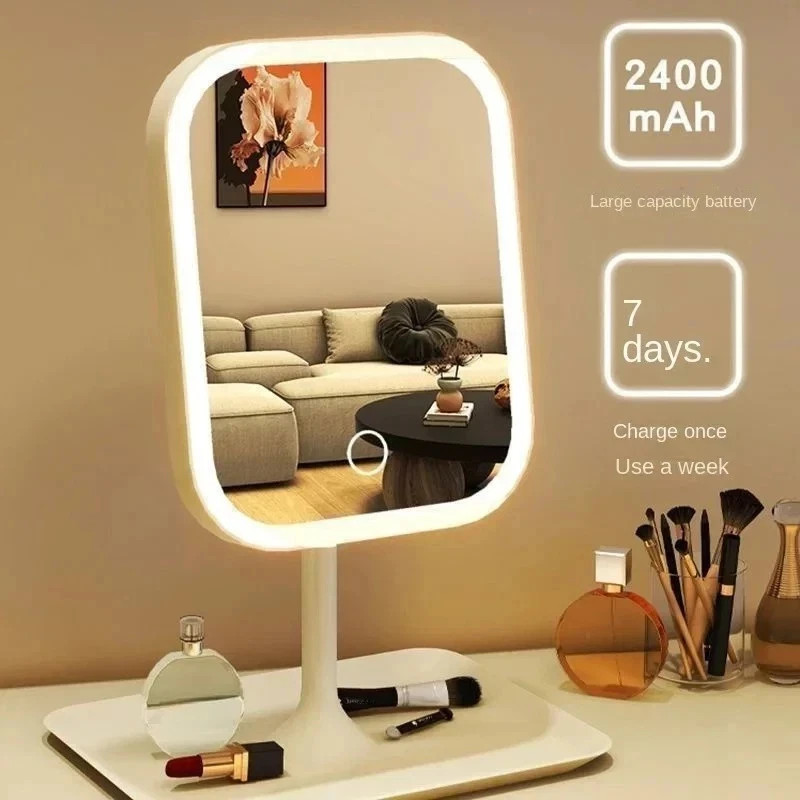 Rechargeable LED Makeup Mirror with Storage Base 💄 Touch Control Vanity Mirror