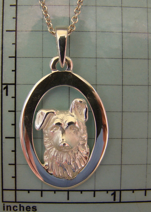 Sterling Silver German Shepherd Puppy Head Study On A Vertical Oval Frame