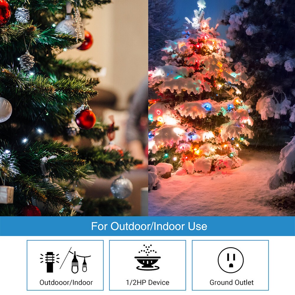 2 Pack Outdoor Programmable Timer Waterproof 24 Hour for Holiday Lighting