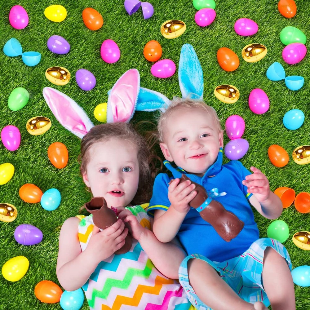 288 Easter Eggs -2.36" Bright Colors Plastic Easter Eggs Empty Include 18 Gol...