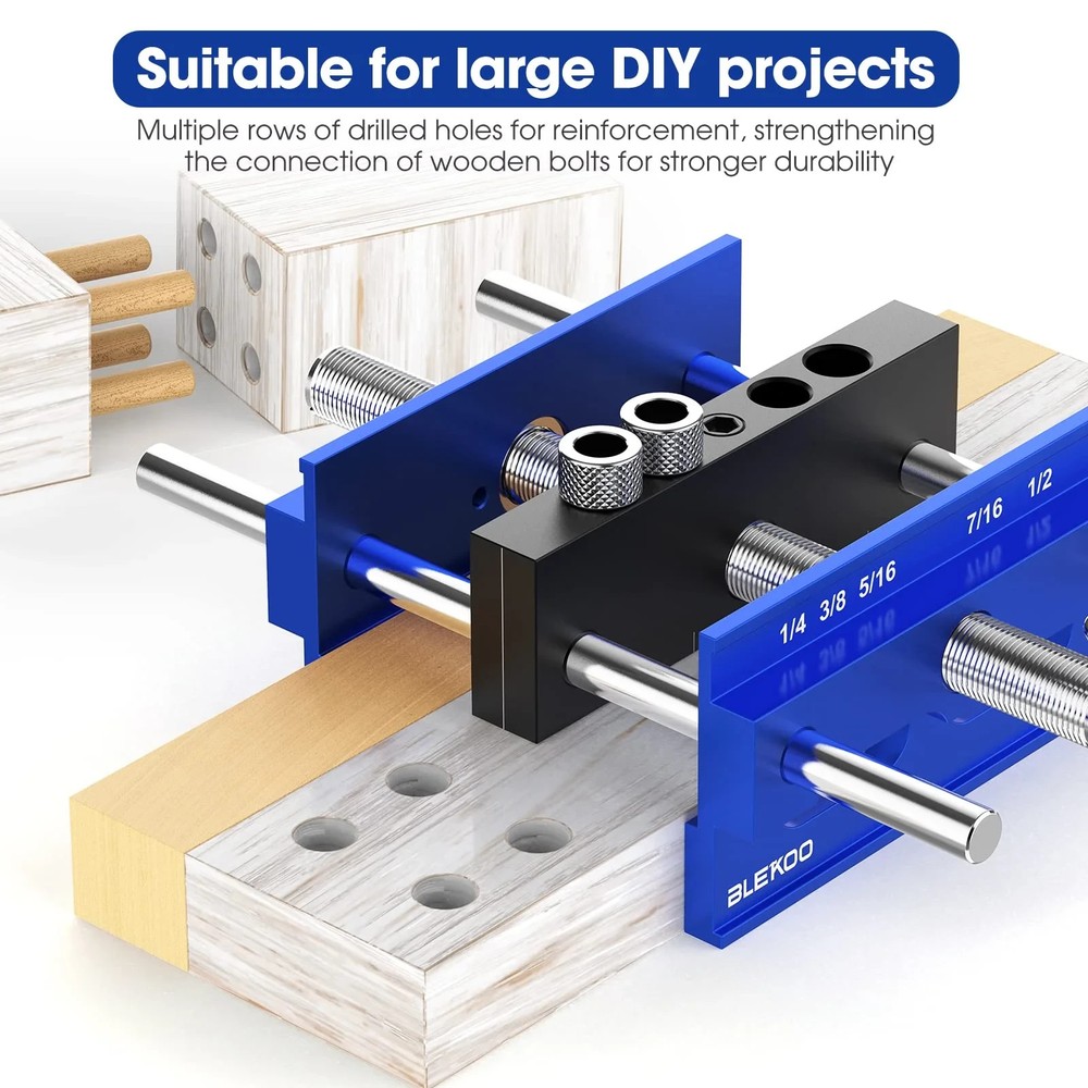 Self Centering Doweling Jig Kit, Adjustable Drill Guide with 6 Bushings