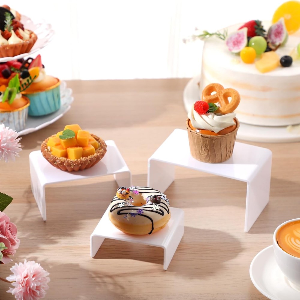 2 Sets Acrylic Display Risers White Small