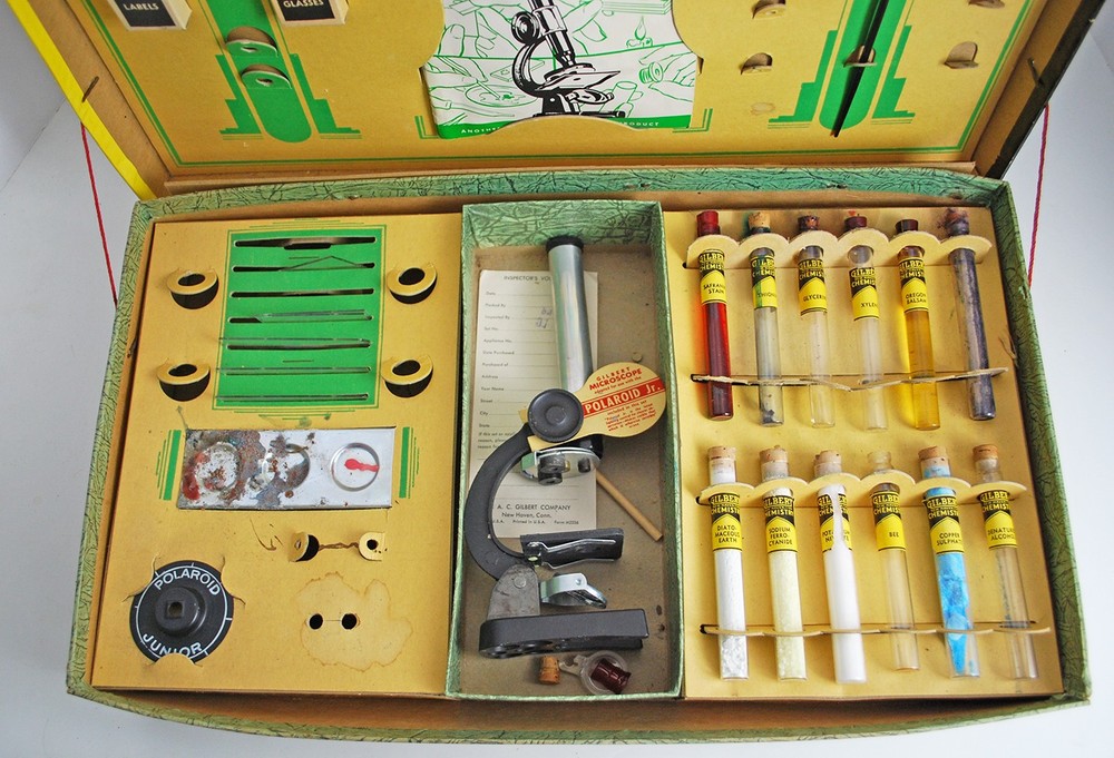 Vintage 1938 Gilbert Microscope Set Polaroid Junior #8