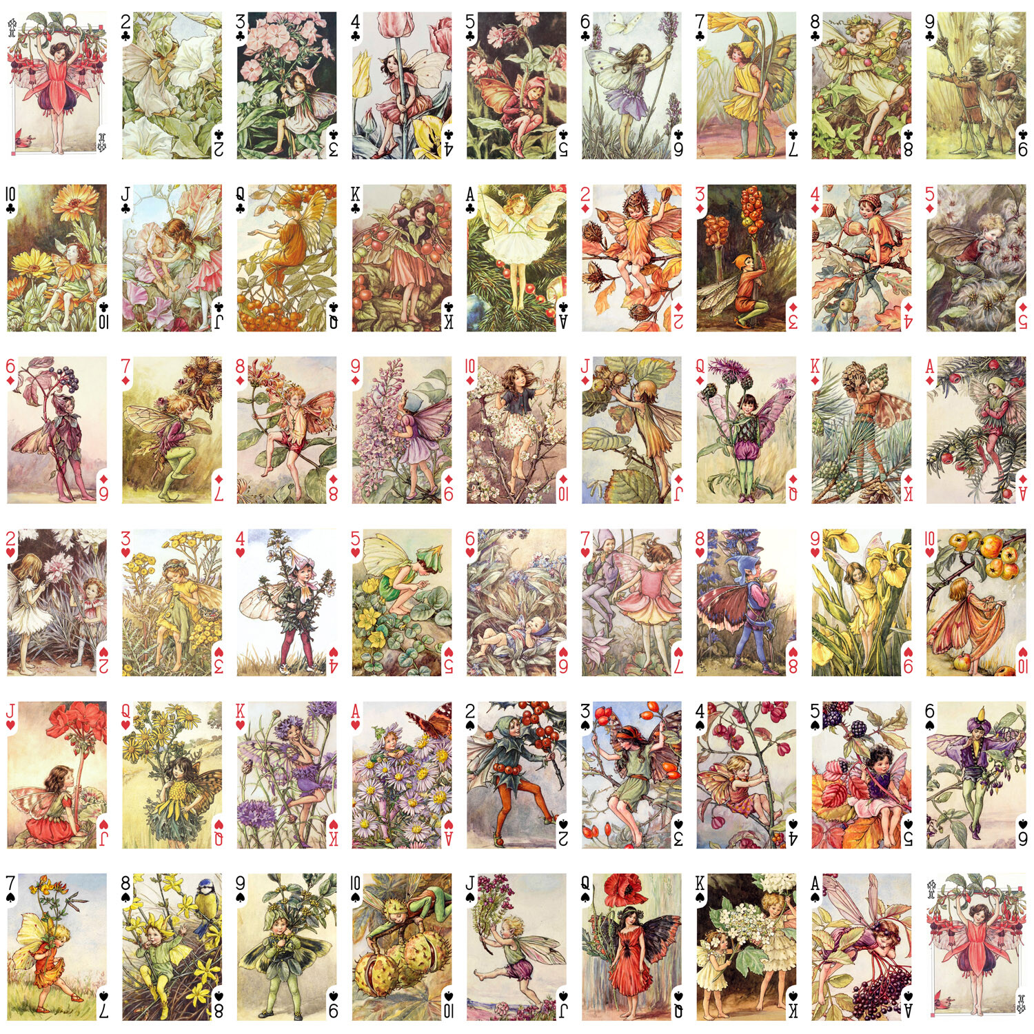 Playing Cards (Poker Deck 54Card) FAIRY Little by Cicely Barker Vintage 652-007