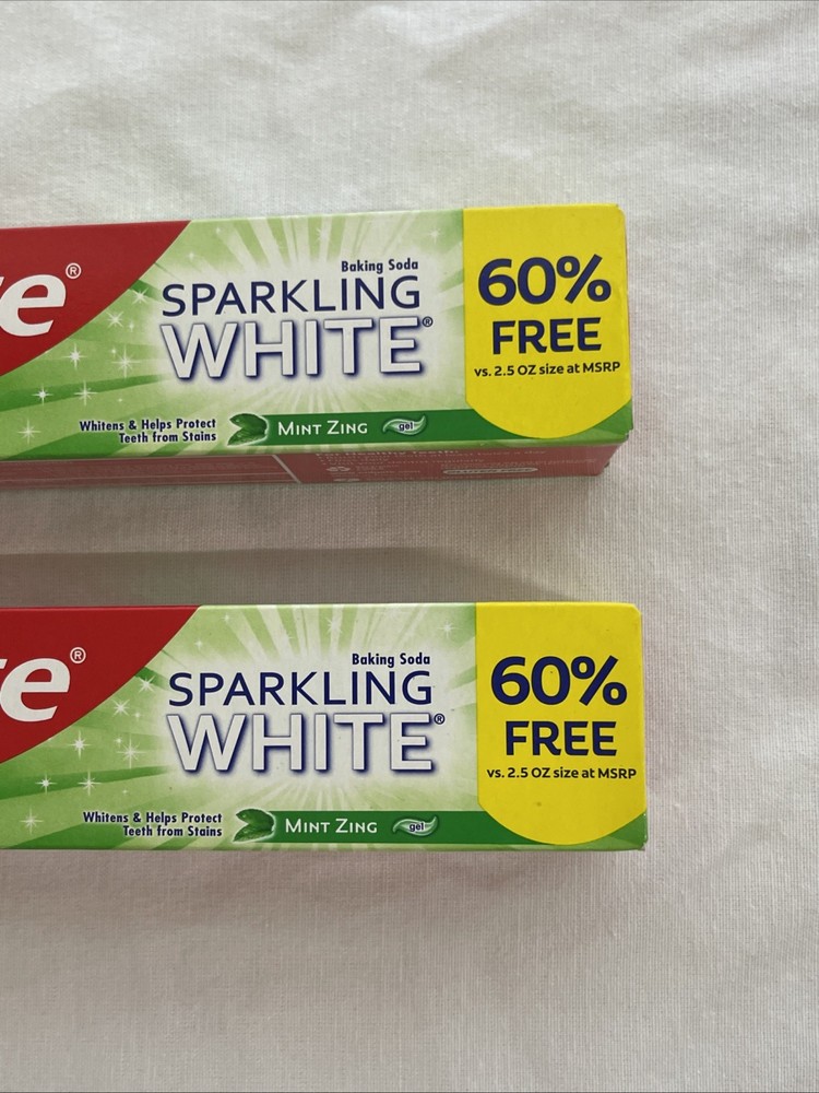 2-Pack Colgate Sparkling White Mint Zing Toothpaste 4oz Whitens & Protects