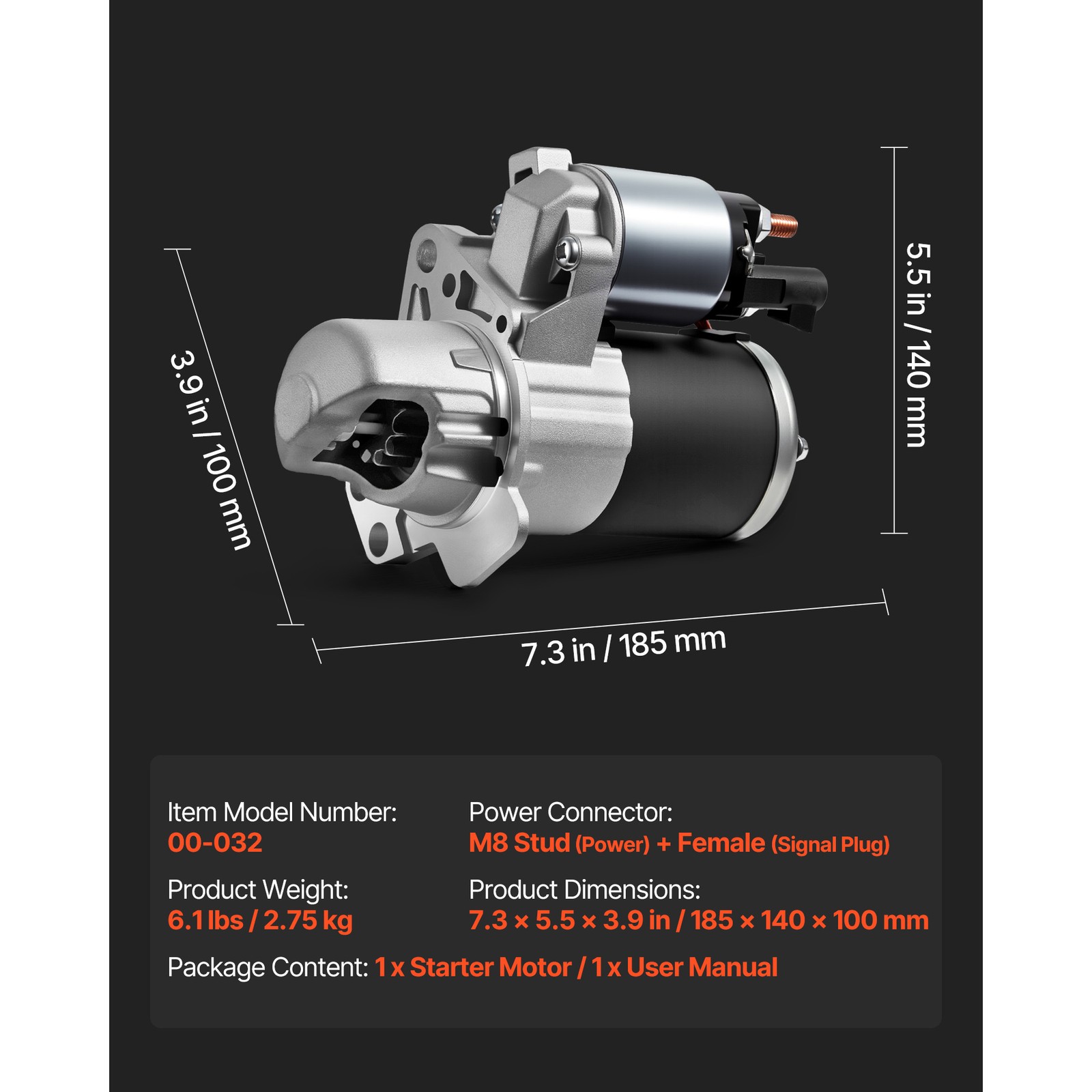 New Starter Motor for Chevy Traverse 09-17 GMC Acadia 07-16 3.6L 17986 17997