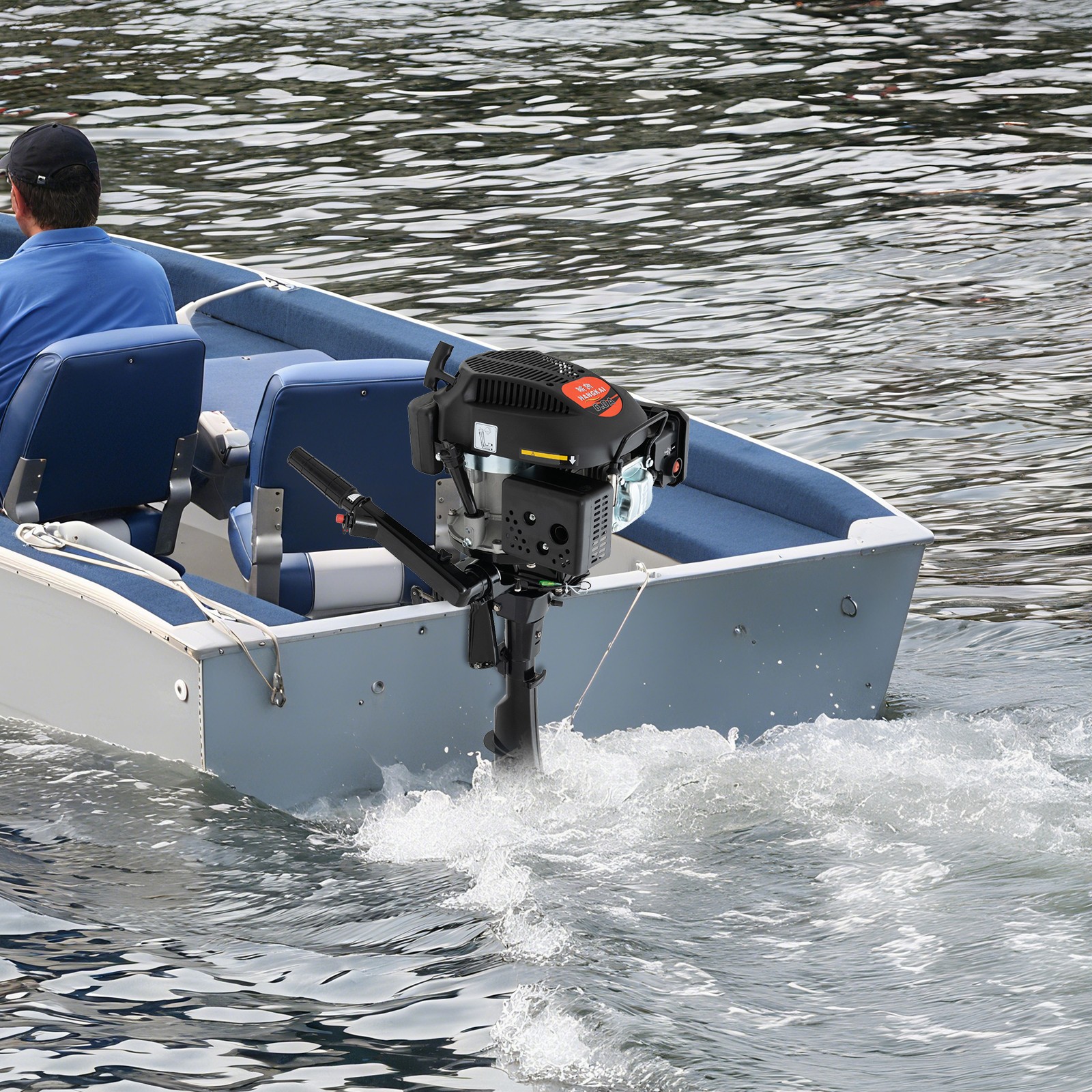 HANGKAI 6 HP 4-Stroke Heavy Duty Outboard Motor Boat Engine Air Cooling System