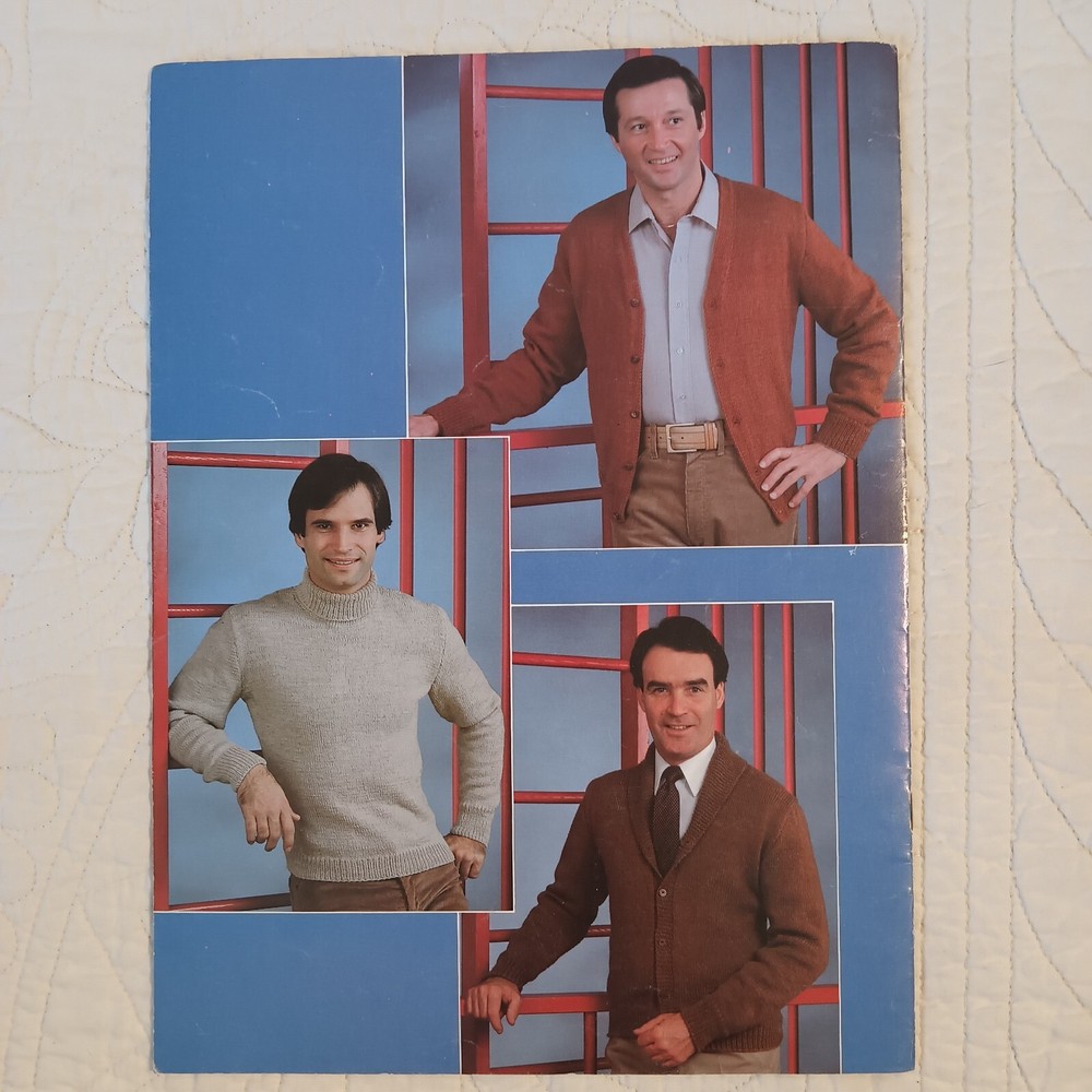 1982 Leisure Arts 6 Men's Sweaters Knitting Crochet Pattern Book Leaflet 216