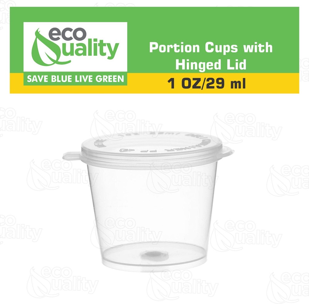 1oz Portion Cup Leak Proof Plastic Condiment Soufflé Container with Hinged Lid