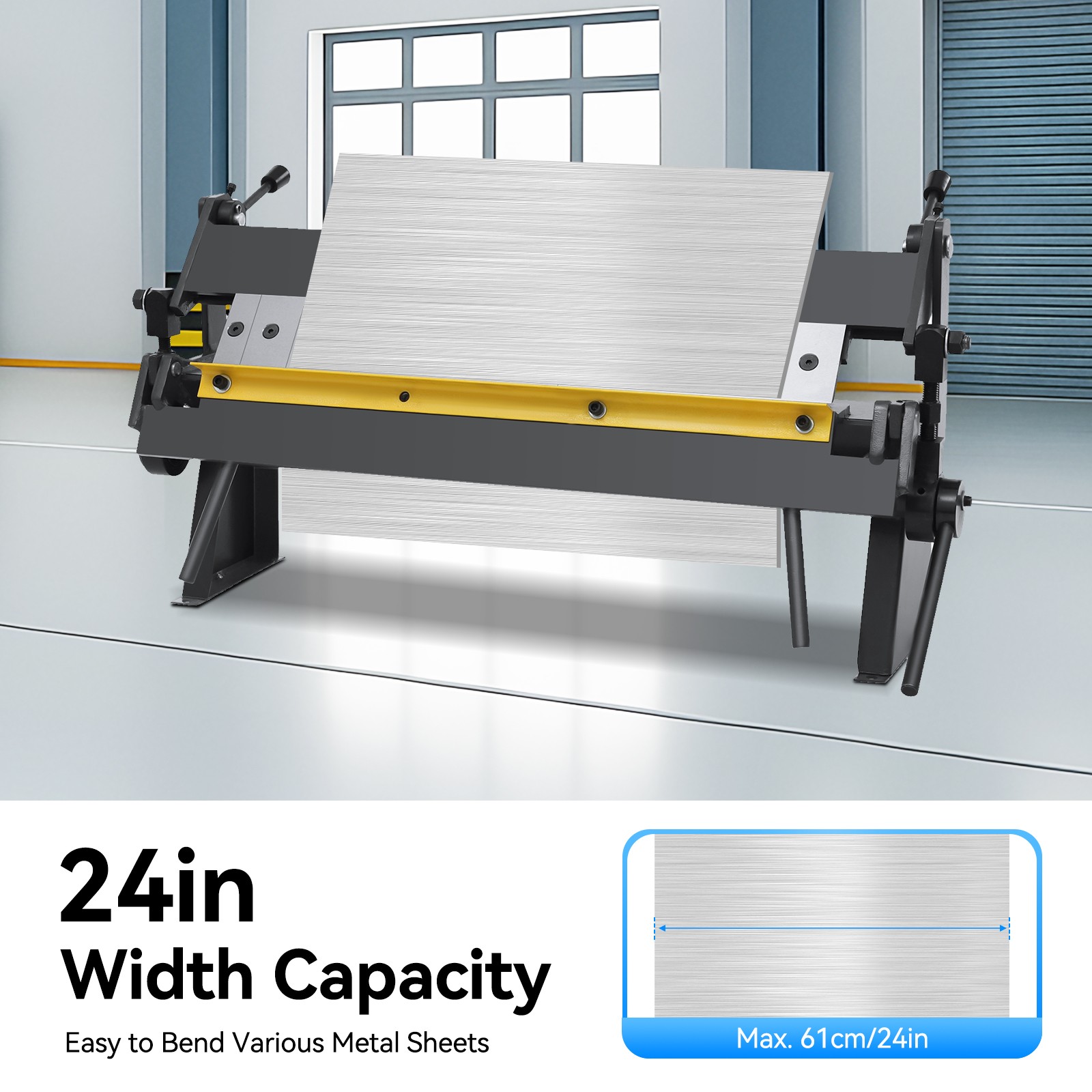 24" Pan and Box Brake Sheet Metal Pan and Box Metal Brake w Removable Fingers