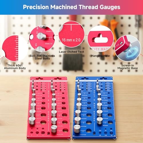 66 Nut and Bolt Thread Checker, Bolt Size and Thread Gauge with 27 Standard &