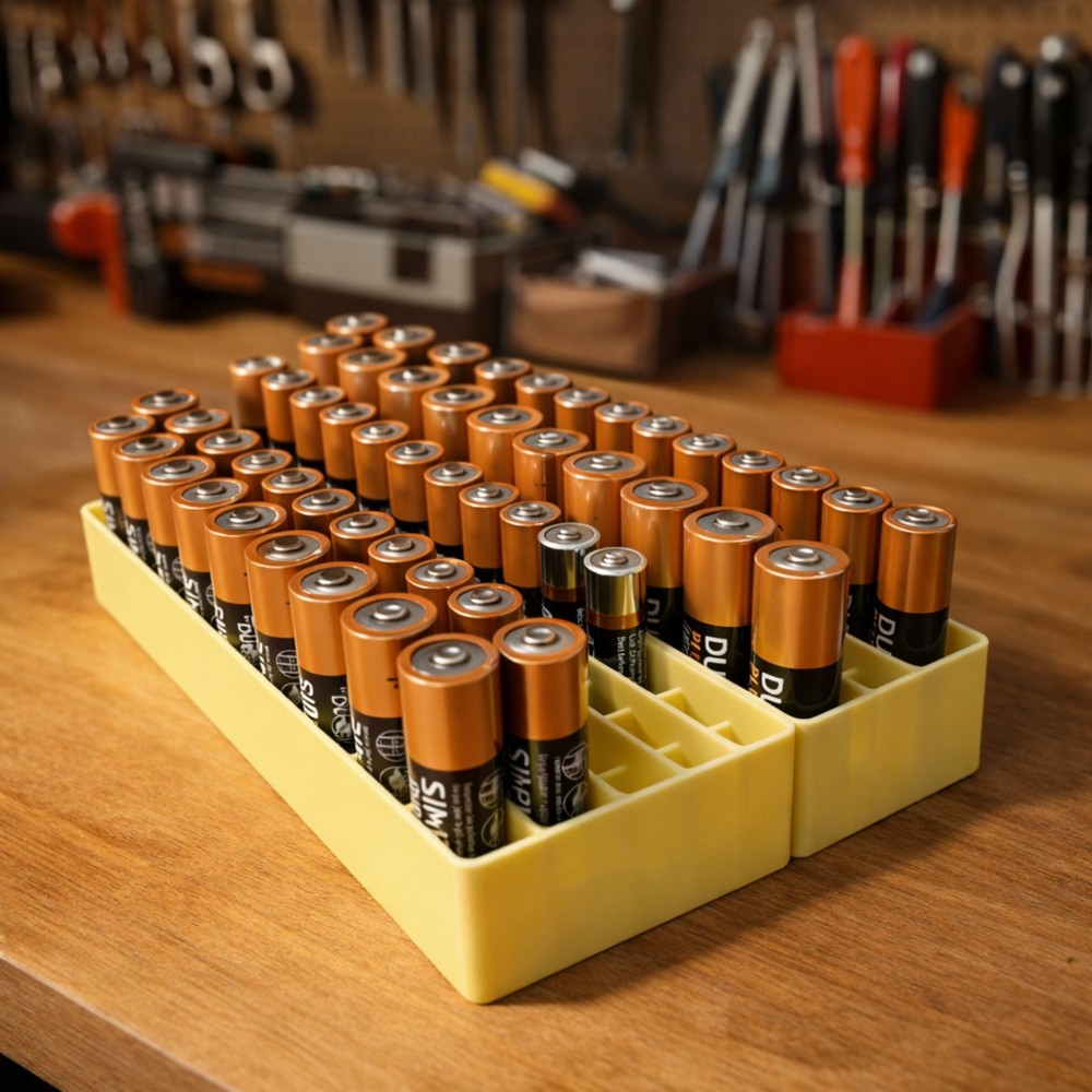 VilaMy Gridfinity AA AAA Battery Holder 4x1 Organizer Storage Tray Divider