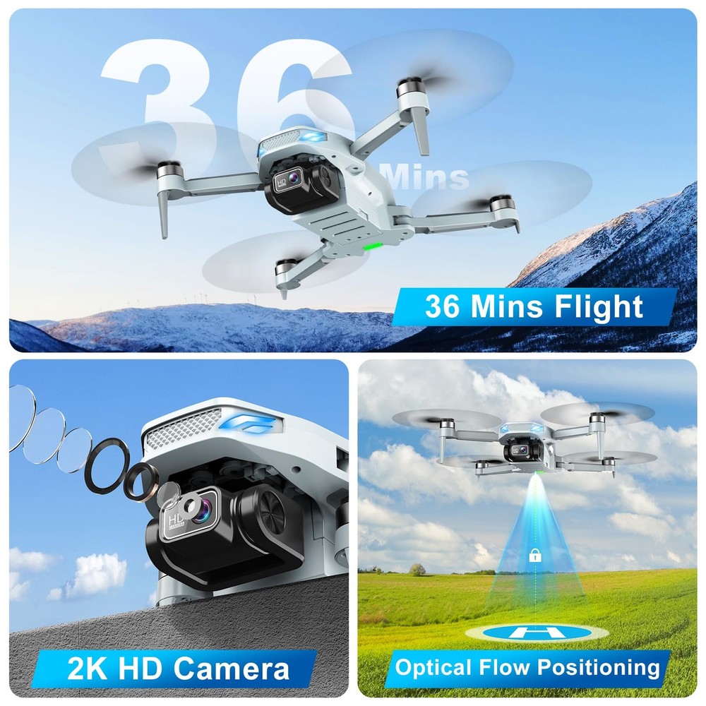 Drone with Camera, 2K HD FPV Drones for Adults, Mini Light blue