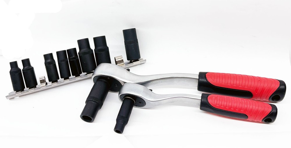 Thread Repair Tap Socket Set Holder Square Sockets 1/4 & 3/8 Dr. Offset Wrenches